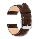 DeBeer 20mm Dark Brown Sport Leather with White Stitching and Silver-tone Buckle 7.5 inch Watch Band