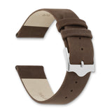 DeBeer 16mm Dark Brown Suede Flat Leather with Silver-tone Buckle 7.75 inch Watch Band