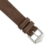 DeBeer 16mm Dark Brown Suede Flat Leather with Silver-tone Buckle 7.75 inch Watch Band