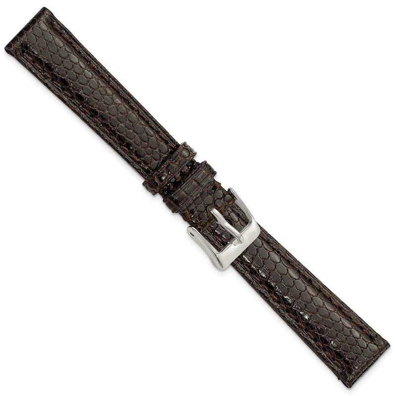 DeBeer 14mm Brown Genuine Lizard Leather with Silver-tone Buckle 6.75 inch Watch Band