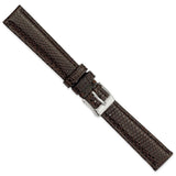 DeBeer 16mm Brown Genuine Lizard Leather with Silver-tone Buckle 7.5 inch Watch Band