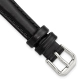 DeBeer 12mm Black Leather with Silver-tone Buckle 6.75 inch Watch Band