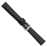 DeBeer 14mm Black Leather with Silver-tone Buckle 6.75 inch Watch Band