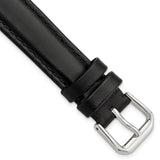 DeBeer 16mm Black Leather with Silver-tone Buckle 7.5 inch Watch Band