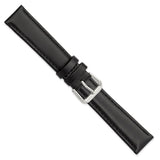 DeBeer 18mm Black Leather with Silver-tone Buckle 7.5 inch Watch Band