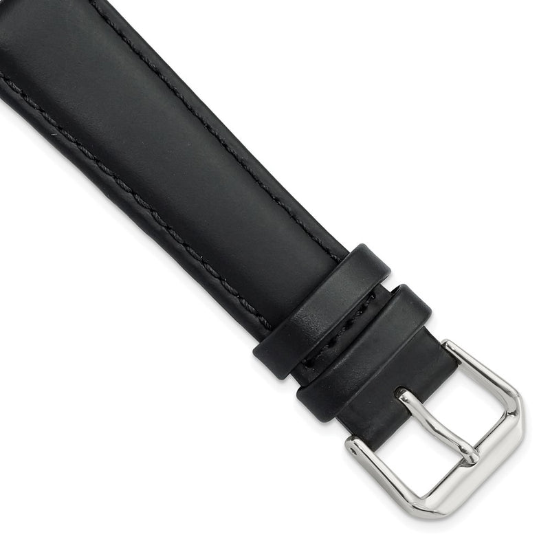 DeBeer 19mm Black Leather with Silver-tone Buckle 7.5 inch Watch Band