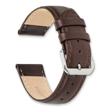 DeBeer 10mm Dark Brown Leather with Silver-tone Buckle 6.75 inch Watch Band