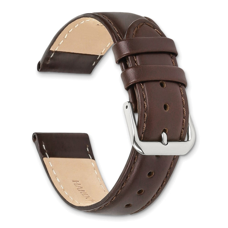 DeBeer 20mm Dark Brown Leather with Silver-tone Buckle 7.5 inch Watch Band