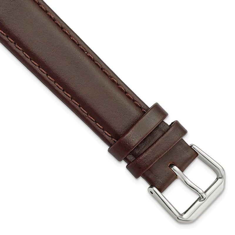 DeBeer 18mm Dark Brown Leather with Silver-tone Buckle 7.5 inch Watch Band