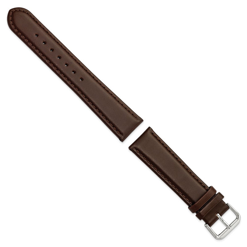 DeBeer 20mm Dark Brown Leather with Silver-tone Buckle 7.5 inch Watch Band