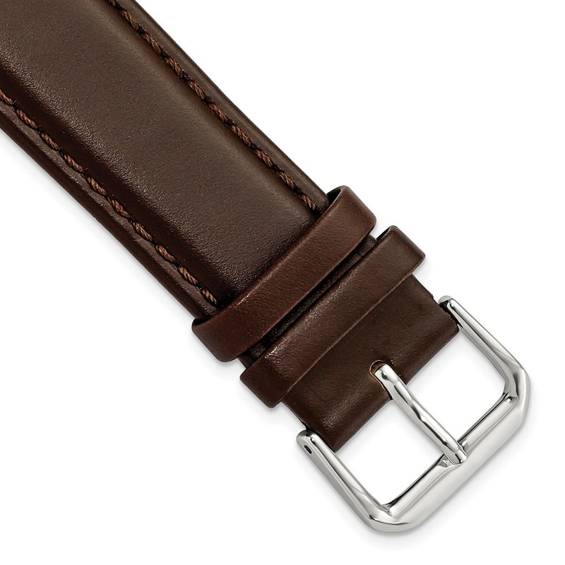 DeBeer 20mm Dark Brown Leather with Silver-tone Buckle 7.5 inch Watch Band