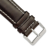 DeBeer 24mm Dark Brown Oil-tanned Leather with White Stitching and Silver-tone Buckle 7.5 inch Watch Band