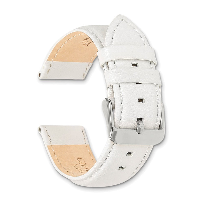 DeBeer 22mm White Glove Leather with Silver-tone Panerai Style Buckle 7.75 inch Watch Band