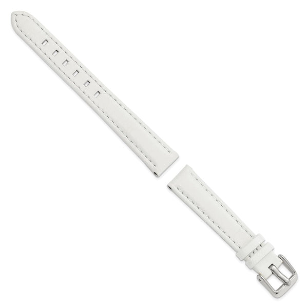 DeBeer 14mm White Glove Leather with Silver-tone Panerai Style Buckle 6.75 inch Watch Band