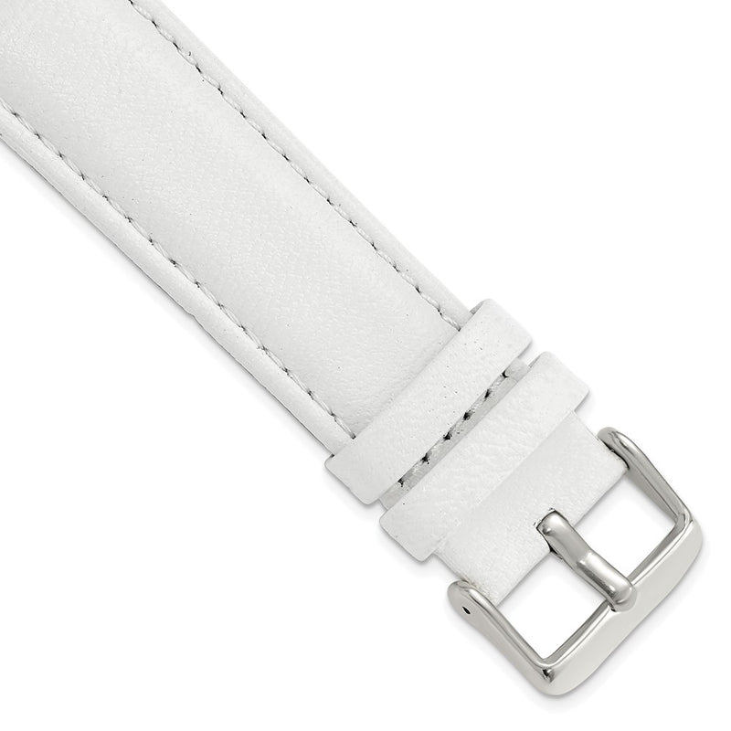 DeBeer 22mm White Glove Leather with Silver-tone Panerai Style Buckle 7.75 inch Watch Band