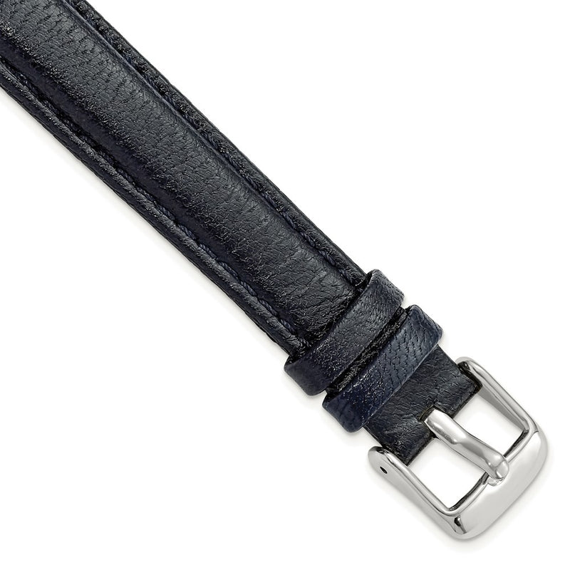 DeBeer 16mm Navy Glove Leather with Silver-tone Panerai Style Buckle 7.75 inch Watch Band