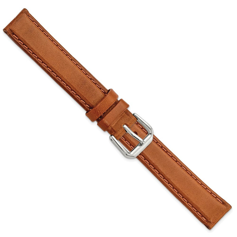 DeBeer 15mm Havana Italian Leather with Silver-tone Buckle 7.5 inch Watch Band