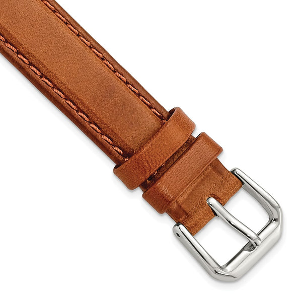 DeBeer 15mm Havana Italian Leather with Silver-tone Buckle 7.5 inch Watch Band