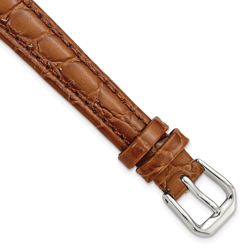 DeBeer 12mm Havana Alligator Grain Leather with Silver-tone Buckle 6.75 inch Watch Band