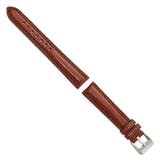 DeBeer 18mm Havana Belting Leather with Brushed Silver-tone Steel Buckle 7.75 inch Watch Band