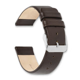 DeBeer 20mm Dark Brown Italian Calfskin Leather with Square End Silver-tone Buckle 7.75 inch Watch Band