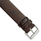 DeBeer 20mm Dark Brown Italian Calfskin Leather with Square End Silver-tone Buckle 7.75 inch Watch Band