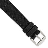 DeBeer 18mm Black Nylon Canvas with Black Leather Lining and Brushed Stainless Steel Buckle 7.75 inch Watch Band