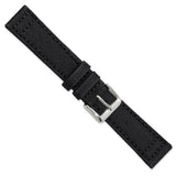 DeBeer 20mm Black Nylon Canvas with Black Leather Lining and Brushed Stainless Steel Buckle 7.75 inch Watch Band
