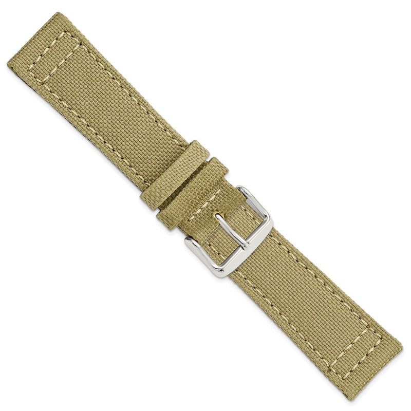 DeBeer 22mm Beige Nylon Canvas with Black Leather Lining and Brushed Stainless Steel Buckle 7.75 inch Watch Band