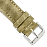 DeBeer 22mm Beige Nylon Canvas with Black Leather Lining and Brushed Stainless Steel Buckle 7.75 inch Watch Band