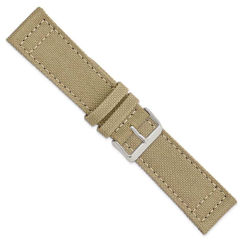 DeBeer 24mm Beige Nylon Canvas with Black Leather Lining and Brushed Stainless Steel Buckle 7.75 inch Watch Band