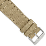 DeBeer 24mm Beige Nylon Canvas with Black Leather Lining and Brushed Stainless Steel Buckle 7.75 inch Watch Band