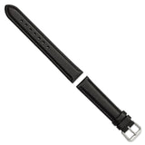 DeBeer 17mm Black Smooth Leather with Silver-tone Buckle 7.5 inch Watch Band