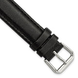 DeBeer 17mm Black Smooth Leather with Silver-tone Buckle 7.5 inch Watch Band