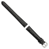 DeBeer 14mm Black Ostrich Grain Leather with Silver-tone Buckle 6.75 inch Watch Band