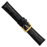 DeBeer 20mm Black Crocodile Grain Chronograph Leather with Gold-tone Buckle 7.5 inch Watch Band