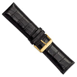 DeBeer 26mm Black Crocodile Grain Chronograph Leather with Gold-tone Buckle 7.5 inch Watch Band