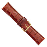 DeBeer 26mm Havana Crocodile Grain Chronograph Leather with Gold-tone Buckle 7.5 inch Watch Band