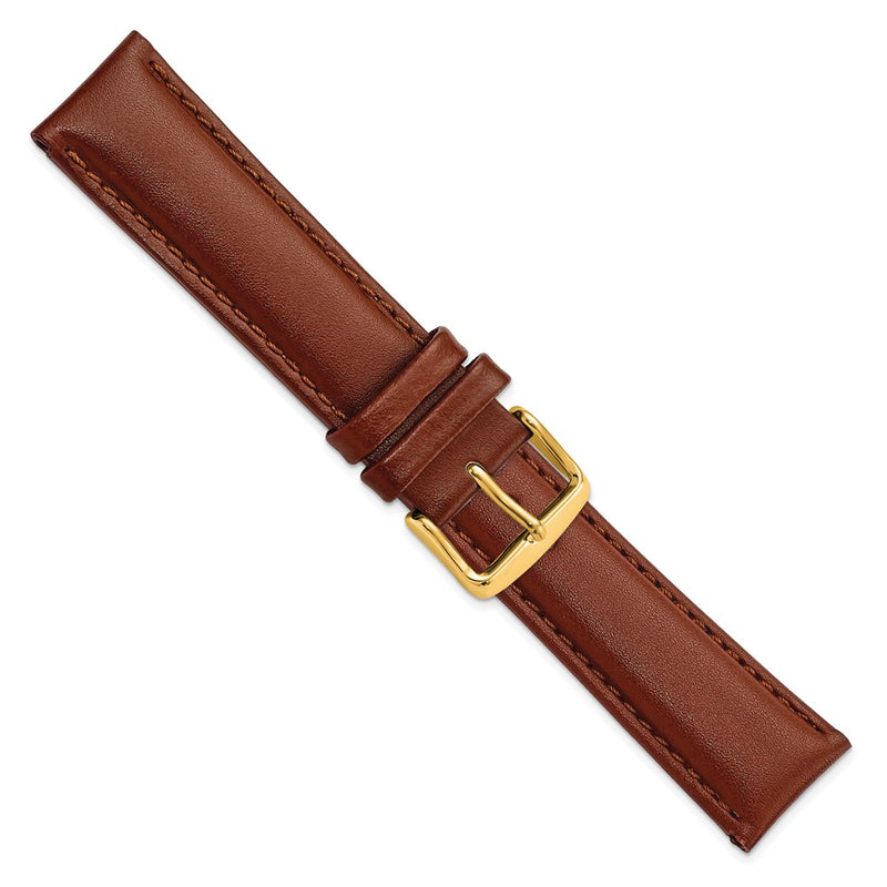 DeBeer 20mm Havana Smooth Leather Chronograph with Gold-tone Buckle 7.5 inch Watch Band