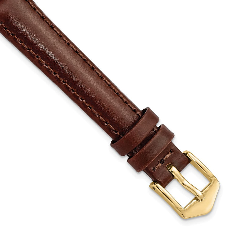 Gilden 12mm Brown Oilskin Leather with Gold-tone Aluminum Buckle 6.6 inch Watch Band