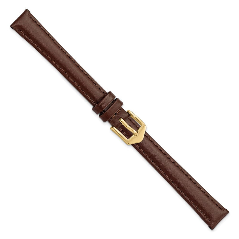 Gilden 12mm Long Brown Oilskin Leather with Gold-tone Aluminum Buckle 7.4 inch Watch Band