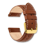 DeBeer 22mm Havana Sport Leather with White Stitching and Gold-tone Buckle 7.5 inch Watch Band