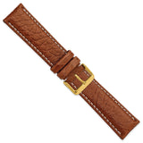 DeBeer 22mm Havana Sport Leather with White Stitching and Gold-tone Buckle 7.5 inch Watch Band