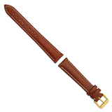 DeBeer 19mm Long Havana Sport Leather with White Stitching and Gold-tone Buckle 8.5 inch Watch Band