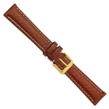 DeBeer 19mm Long Havana Sport Leather with White Stitching and Gold-tone Buckle 8.5 inch Watch Band