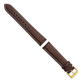 DeBeer 20mm Dark Brown Sport Leather with White Stitching and Gold-tone Buckle 7.5 inch Watch Band