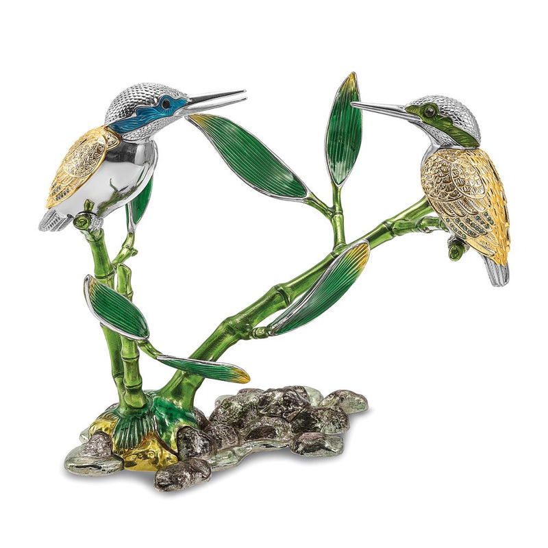 Luxury Giftware by Jere Bejeweled Crystal and Enameled 2 Hummingbirds Bottle Holder