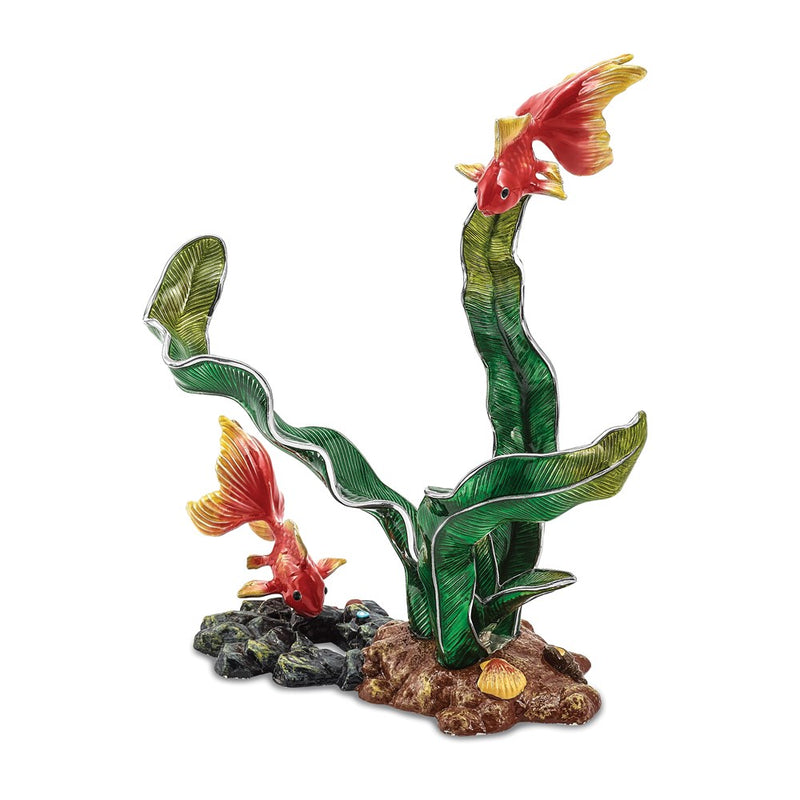 Luxury Giftware by Jere Bejeweled Crystal and Enameled 2 Fish and Reef Bottle Holder