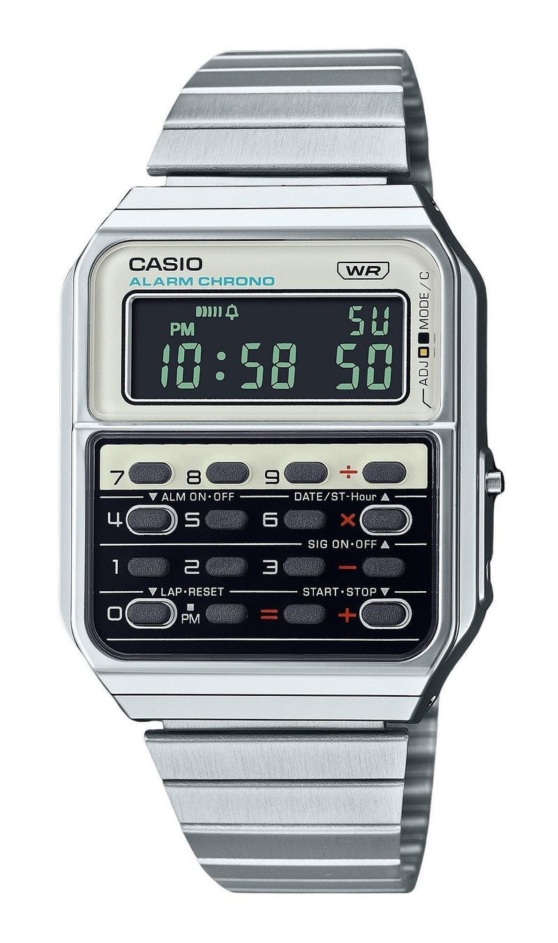 Casio Vintage Heritage Colors Digital Stainless Steel Quartz CA-500WE-7B Unisex Calculator Watch