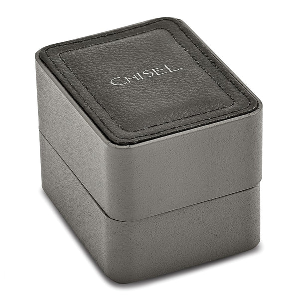 Chisel Matte Black IP-plated Black Dial Black Leather Band with Quick Release Watch